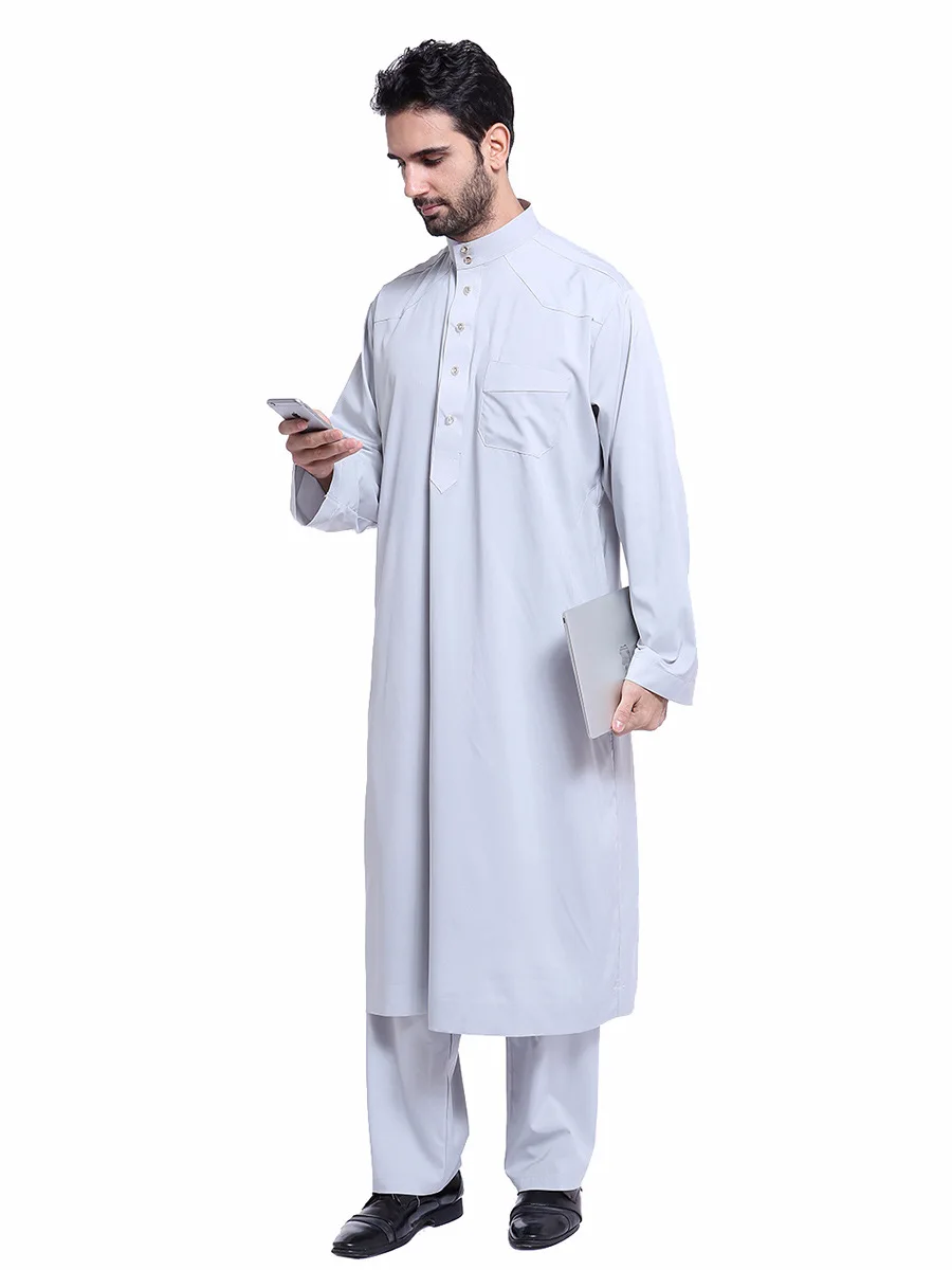 Summer Fashion Black Grey Muslim Dress Men House Robe For Man Abaya Dubai 2022 Jubba Thobe Islamic Clothing Boy Kaftan Arabic