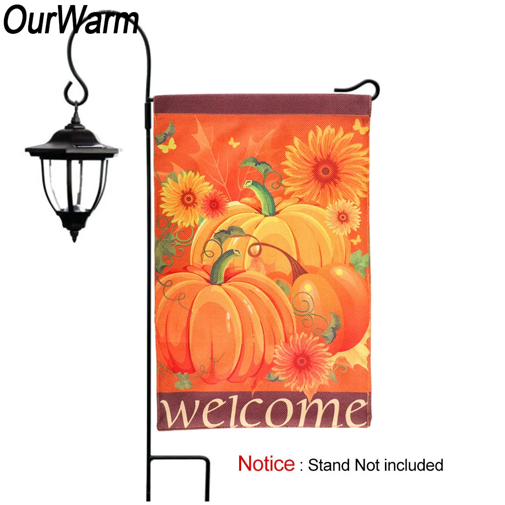 

OurWarm Halloween Theme Garden Flag Pumpkin Alphabet Garden Holiday Home Yard Decoration Banner Personalized Outdoor Welcome