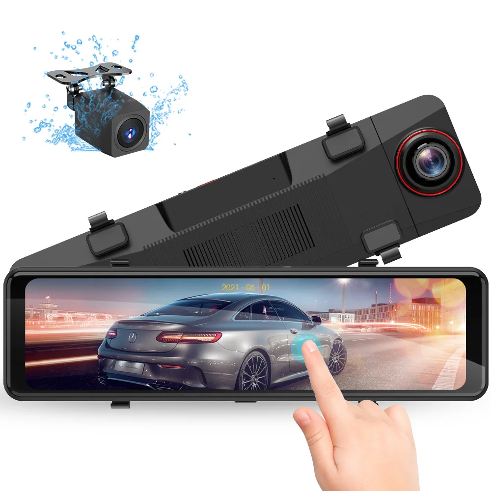 

AOEDI AD-815 Mirror Dashcamera10 Inch IPS Touchscreen Display 140 Degree Wide Angle Dvr In The Car Dual 1080P Rear View Camera