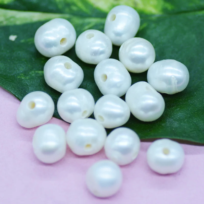 

300pcs High Quality 9-10mm White Freshwater Potato Pearl With 2mm Hole