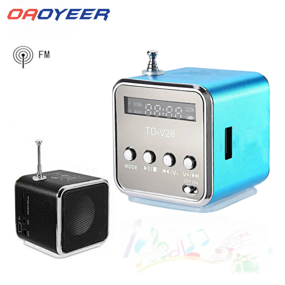 

Mini TD-V26 Digital FM Radio Receiver Portable Radio FM Stereo Receiver With LCD Radio Speaker Loudspeaker Support Micro TF Card