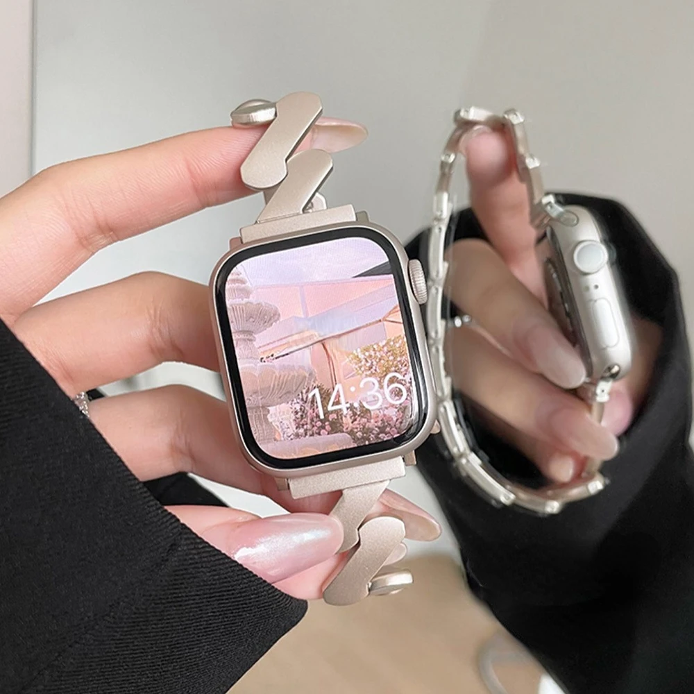 Luxury Stainless Steel Band For Apple Watch Ultra 49mm Women Slim Strap For iWatch Series 8 7 6 5 4 3 SE 44mm 38 42 40 45mm 41mm