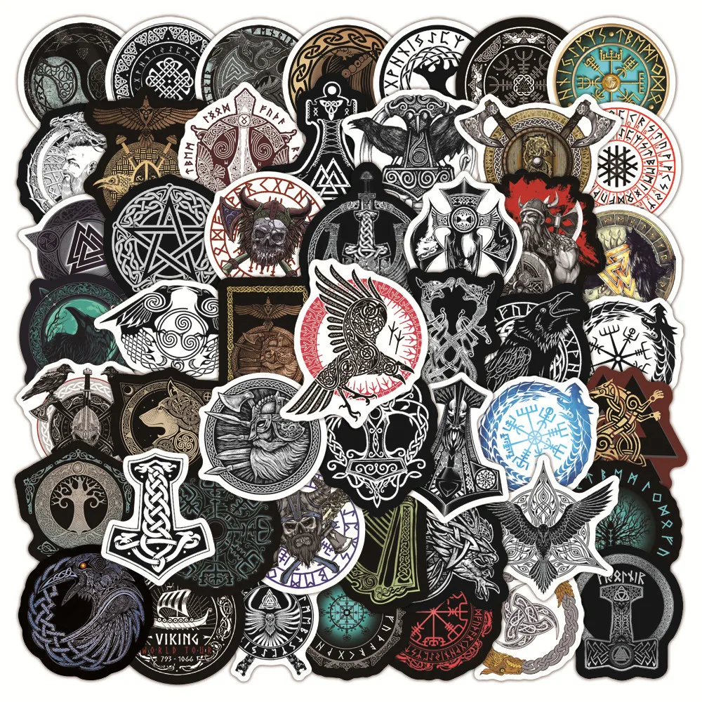 

10/50pcs Cool Totem Mysterious Viking Pirates Style Stickers Laptop Suitcase Skateboard Car Bike Symbol Rune Decal Stickers
