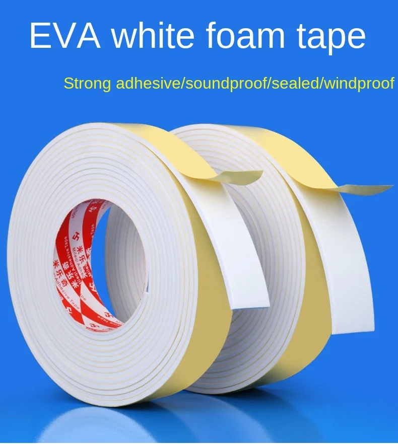 

Strong Adhesive White EVA Single Sided Sponge Anti-Collision Adhesive Tape Door & Window Sealing Tape 5M Foam Tape