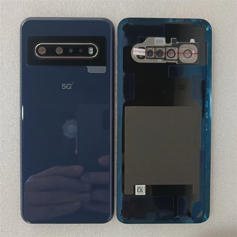 Фото Стеклянная задняя крышка для LG V60 ThinQ 5G LM-V600, задняя панель корпуса с объективом камеры + наклейка №4