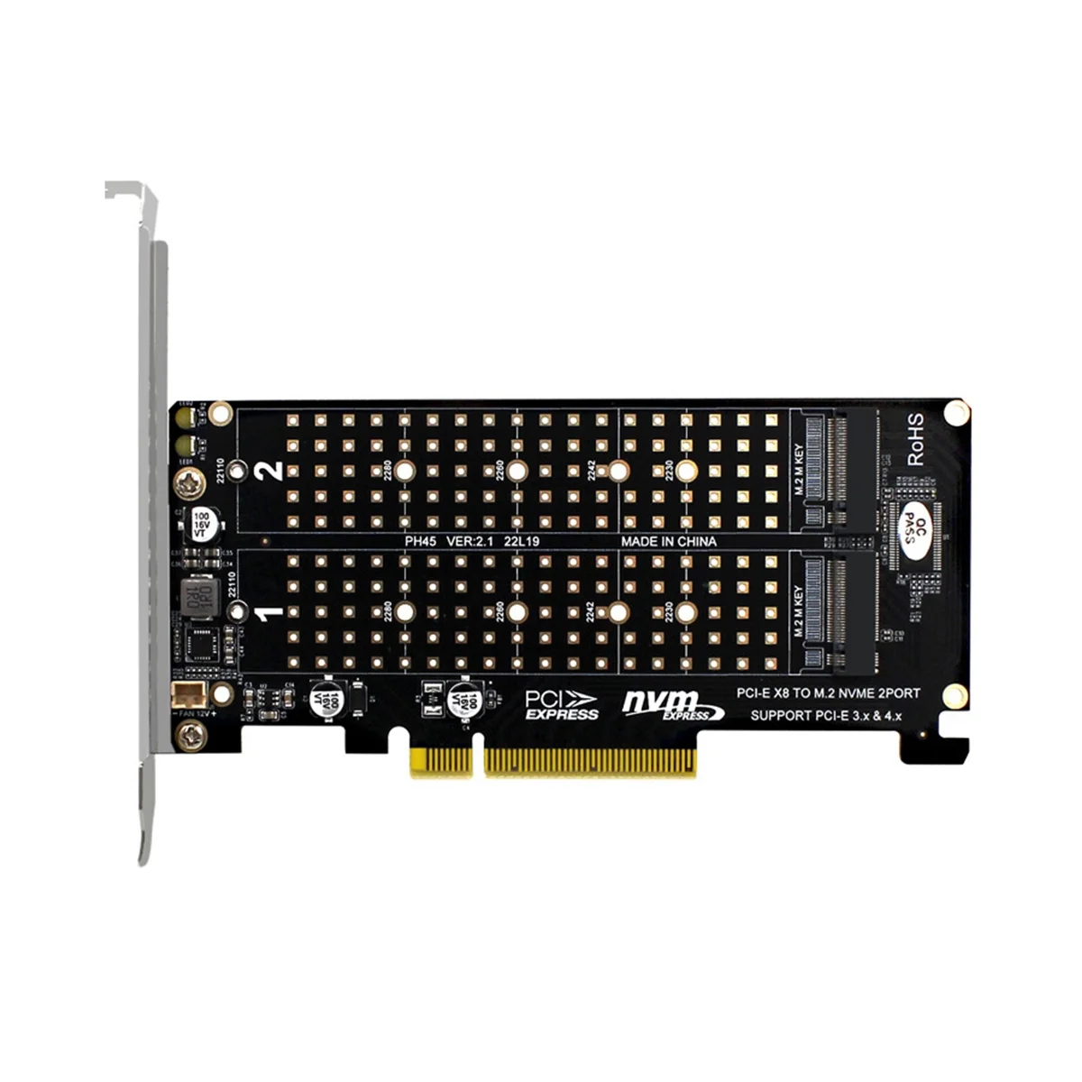 

PCI-E X8 Double Disk RAID Card NVME M.2 M KEY SSD Expansion Adapter Extended Dual NVME RAID PCI-E X8 Split Card