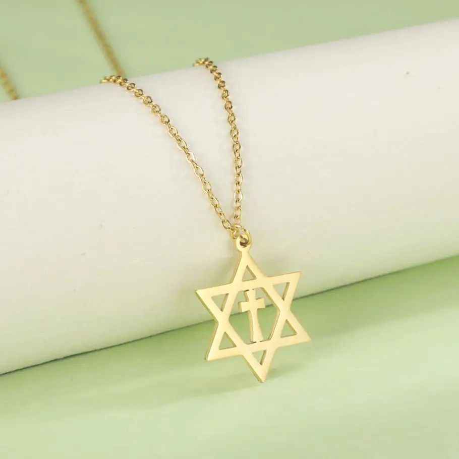

Jeshayuan Cross Star Of David Necklace Women Talisman Prayer Solomon Seal Necklace Jewelry Accessories
