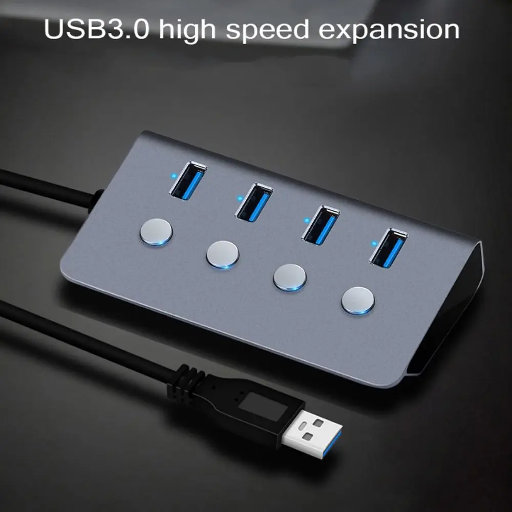 

4 Ports USB 3.0 Hub Powered USB Expander with On/Off Switches Data Transfer Splitter for Laptop Computer Keyboard Mouse U Disk