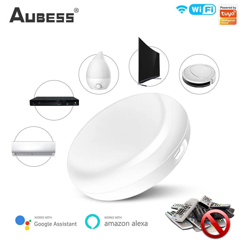 

Smart Wireless WiFi IR Remote Universal Infrared Tuya For Smart Home Control For TV DVD AUD AC Works With Alexa Google Home