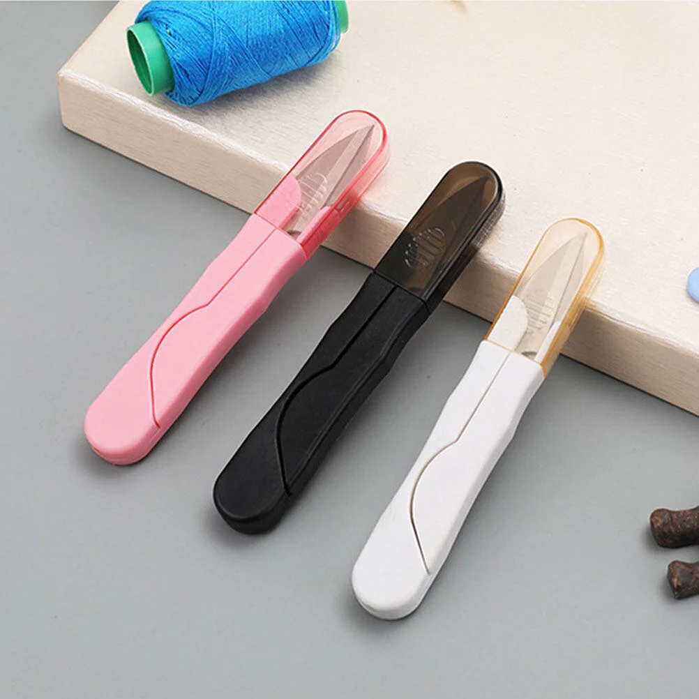 

3 Pcs Safety Cover U-Shape Scissors Cross-Stitch Crafting Handheld Stainless Steel
