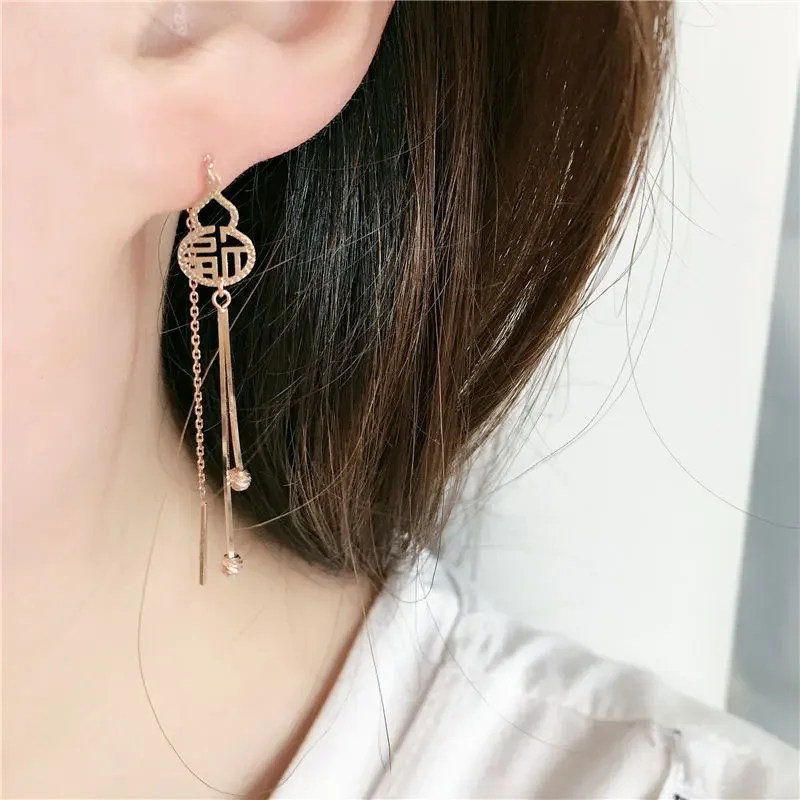 Винтажные Висячие Серьги В Форме Змея С Кубическим Цирконием Классический