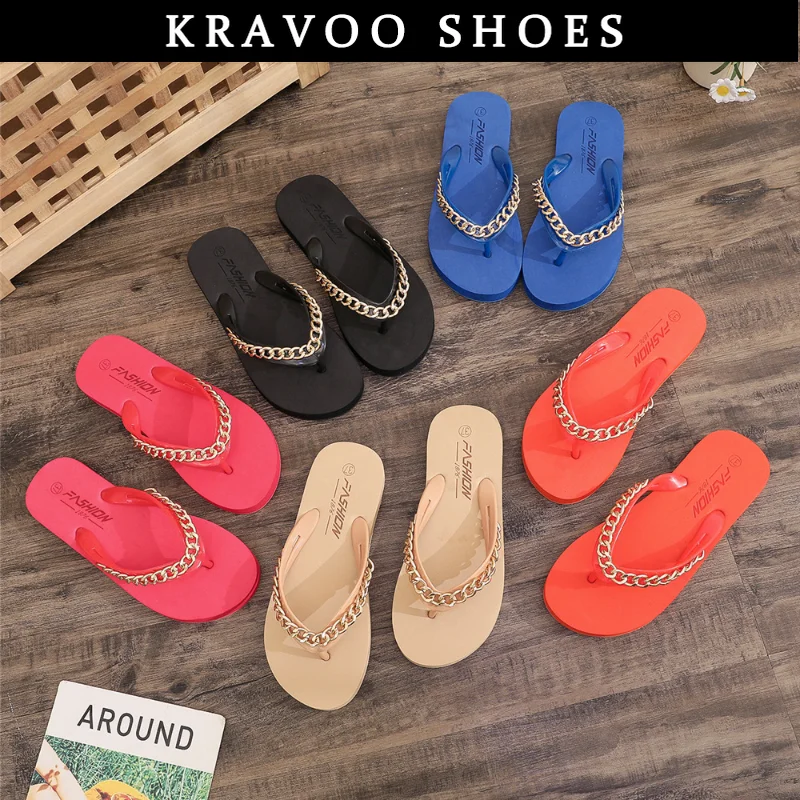 

Женские шлепанцы на платформе KRAVOO, повседневные шлепанцы с цепочкой, Модные женские сандалии, пляжные тапочки, сланцы для улицы, лето 2023