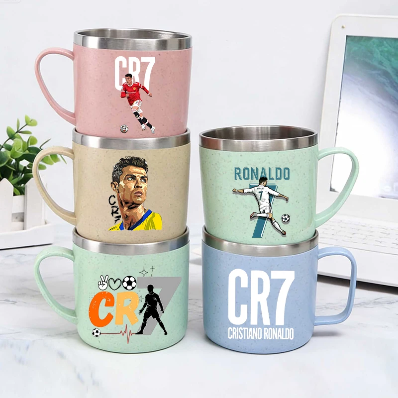 Фото Кружка-термос Cr7 Ronaldo из нержавеющей стали с двойными стенками и ручкой, для кофе, молока, чая, воды, для дома, офиса, в подарок №1