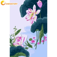chenistory lotus diy acrylic painting by numbers kits flowers 60x120cm paint by numbers frameless digital handpainting on canvas