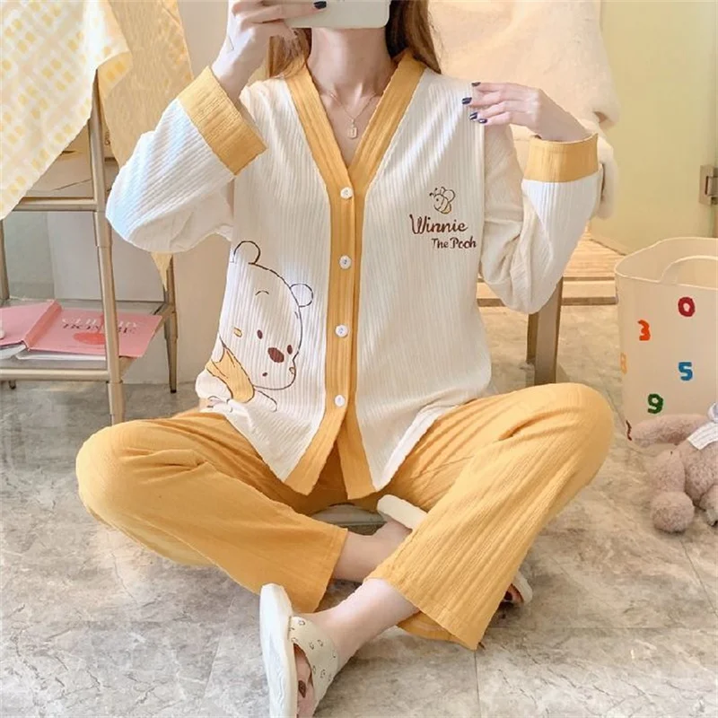 Pajamas Set Sexy Sleepwear For Women Full-Length Stripe Shirt Pyjama Women's Autumn 2022 Fashion Soft Princess Homewear
