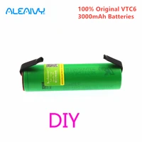 1 10pcs 3 7v 18650 vtc6 3000mah lithium rechargeable battery us18650vtc6 30a discharge for flashlight toys diy nickel sheets