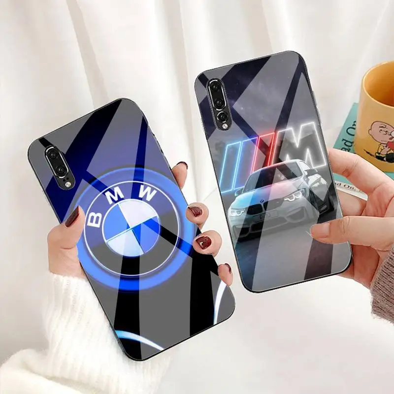 

Luxury BMW Car Phone Case For Huawei P30 P20 P10 Lite Honor 7A 8X 9 10 Mate 20 Pro Tempered Glass