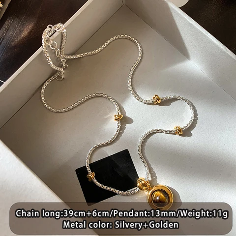 Золотая или серебряная цепочка с подвеской "Тигровый глаз", Taoya