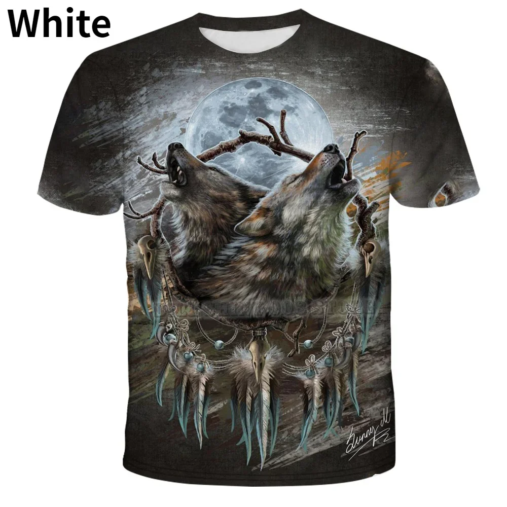 Футболка мужская летняя с коротким рукавом и 3D-принтом волка