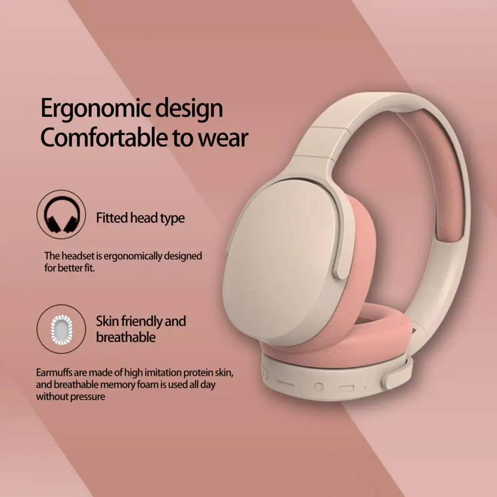 Effect Ergonomic Wireless Headphone Bluetooth-compatible 5.1 Stereo Over Ear Wireless Headset