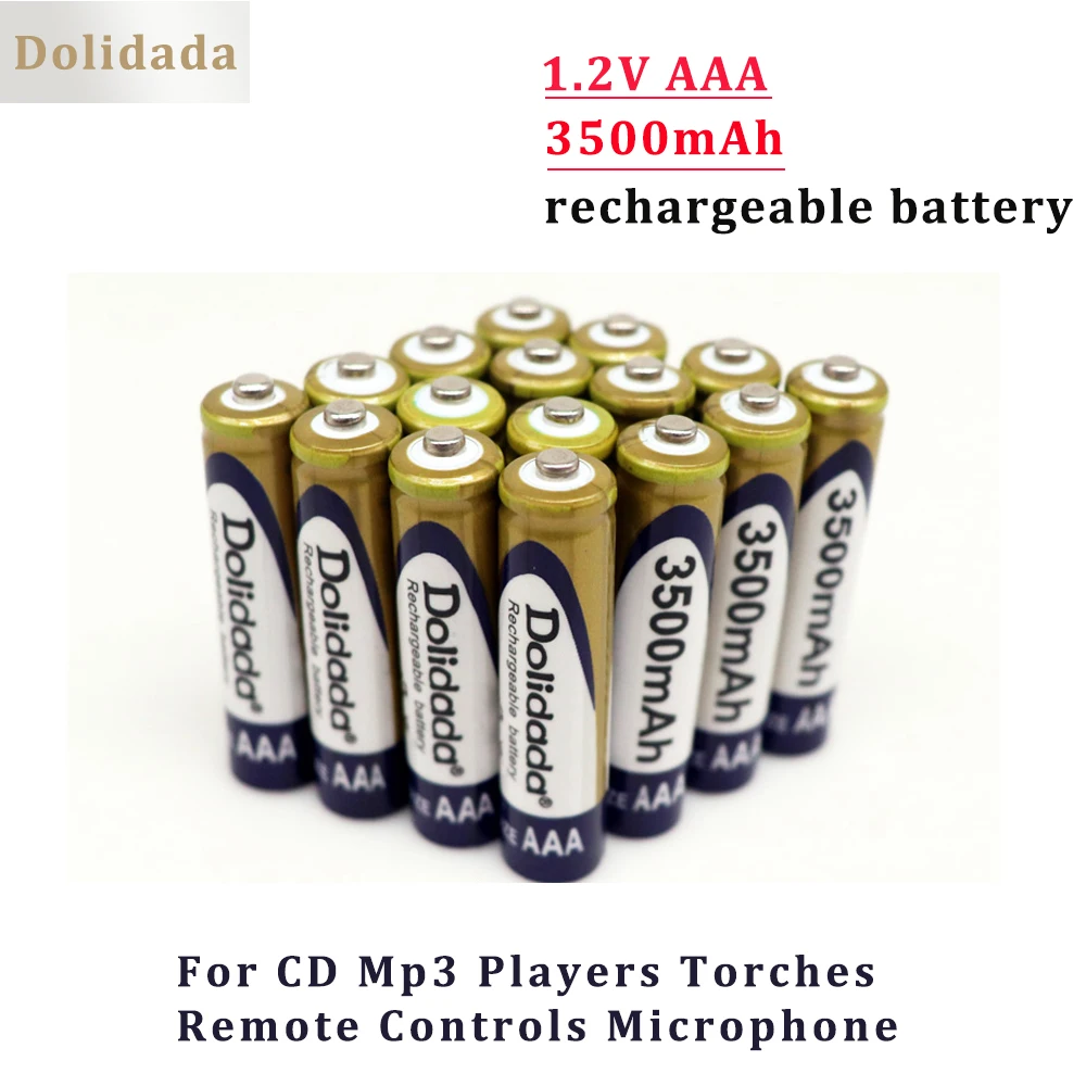 

Dolidada 1.2v AAA Battery 3500mah Ni-mh Rechargeable 1 2v Aa Battery For Cd/mp3 Players Torches Remote Controls Microphone