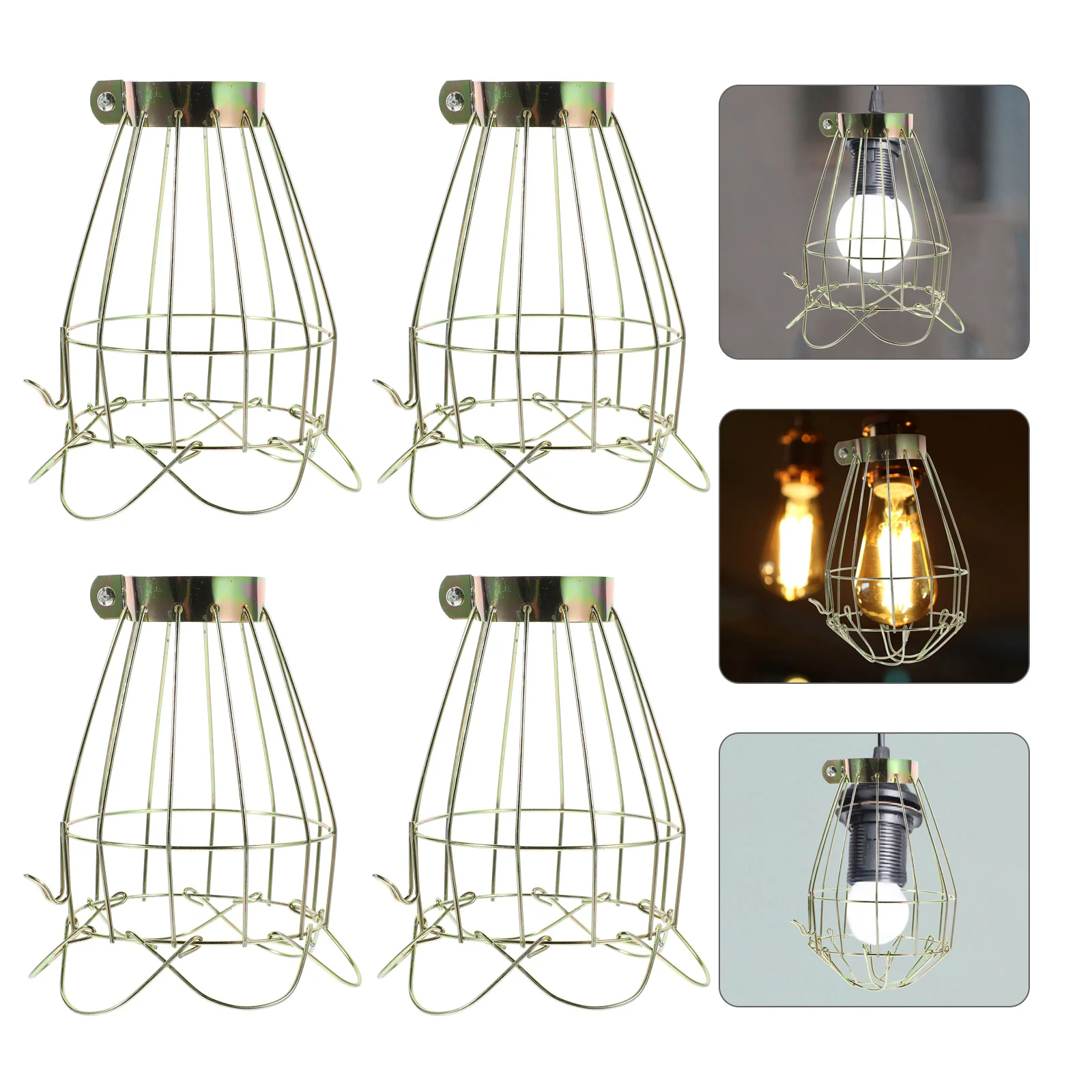 

Wire Fixture Bird Cage: Industrial Metal Guard Ceiling Fan Pendant String Light Vintage Lamp Shades Cover for Bar 6pcs