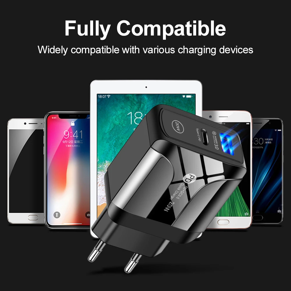 Фото Зарядное устройство с 2 USB-портами 20 Вт QC + PD 3 0 быстрая зарядка для IPhone 12 mini 13 11 Pro Max X Зарядное устройство с 2 USB-портами 20 Вт QC + PD 3 0 быстрая зарядка для IPhone 12 mini 13 11 Pro Max X
