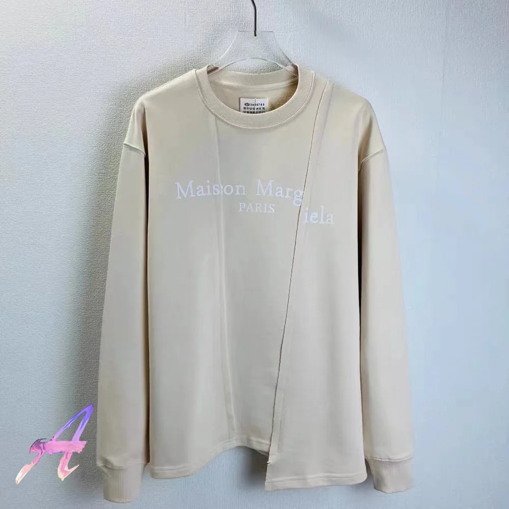 

MM6 Margiela Pullovers Loose Inverted Logo Embroidery Cotton Men Women Round Neck Hoody Sweatshirts