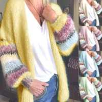 2022 striped mohair sweater womens autumn and winter knitted cardigan