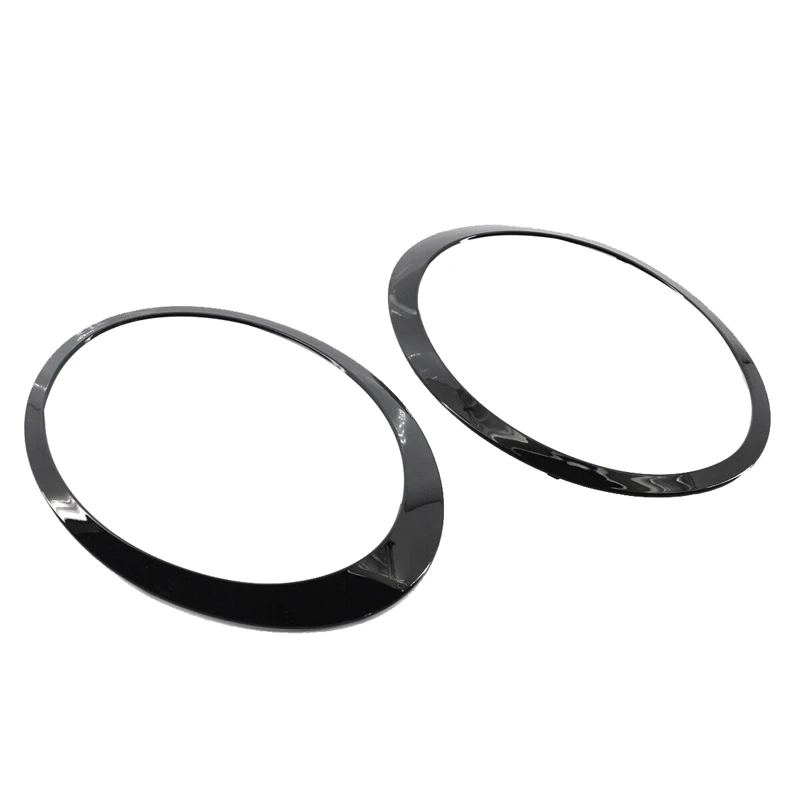 1Pair Headlight Trim Ring Decor Black ABS For 2014-2019 MINI Cooper S F55 F56 F57