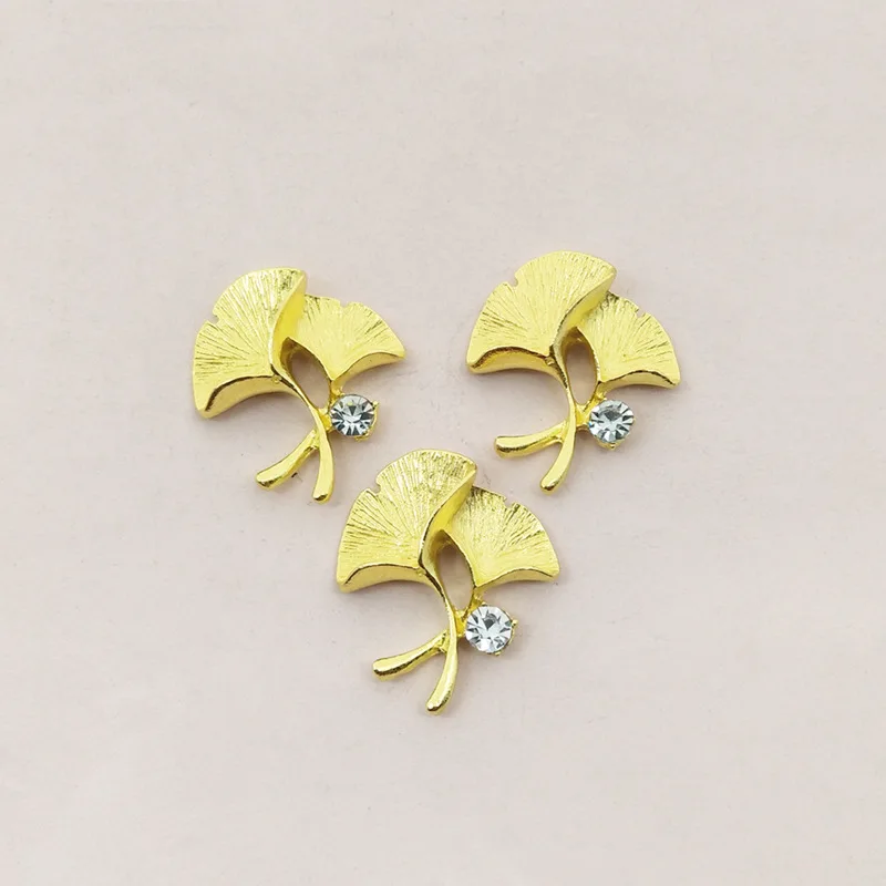 

10 Pcs/Lot Leaf Alloy Button For DIY Hair Embellishments Or Cellphone Accessoriess Alloy Pearl Branch Flower Buttons