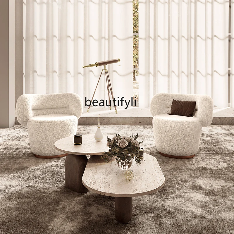 Журнальный столик из натурального желтого пещерного камня ваби-саби