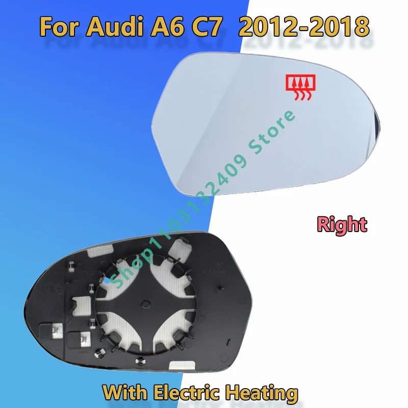 Стекло для зеркала заднего вида Audi A6 C7 2012-2018 с боковым подогревом линза