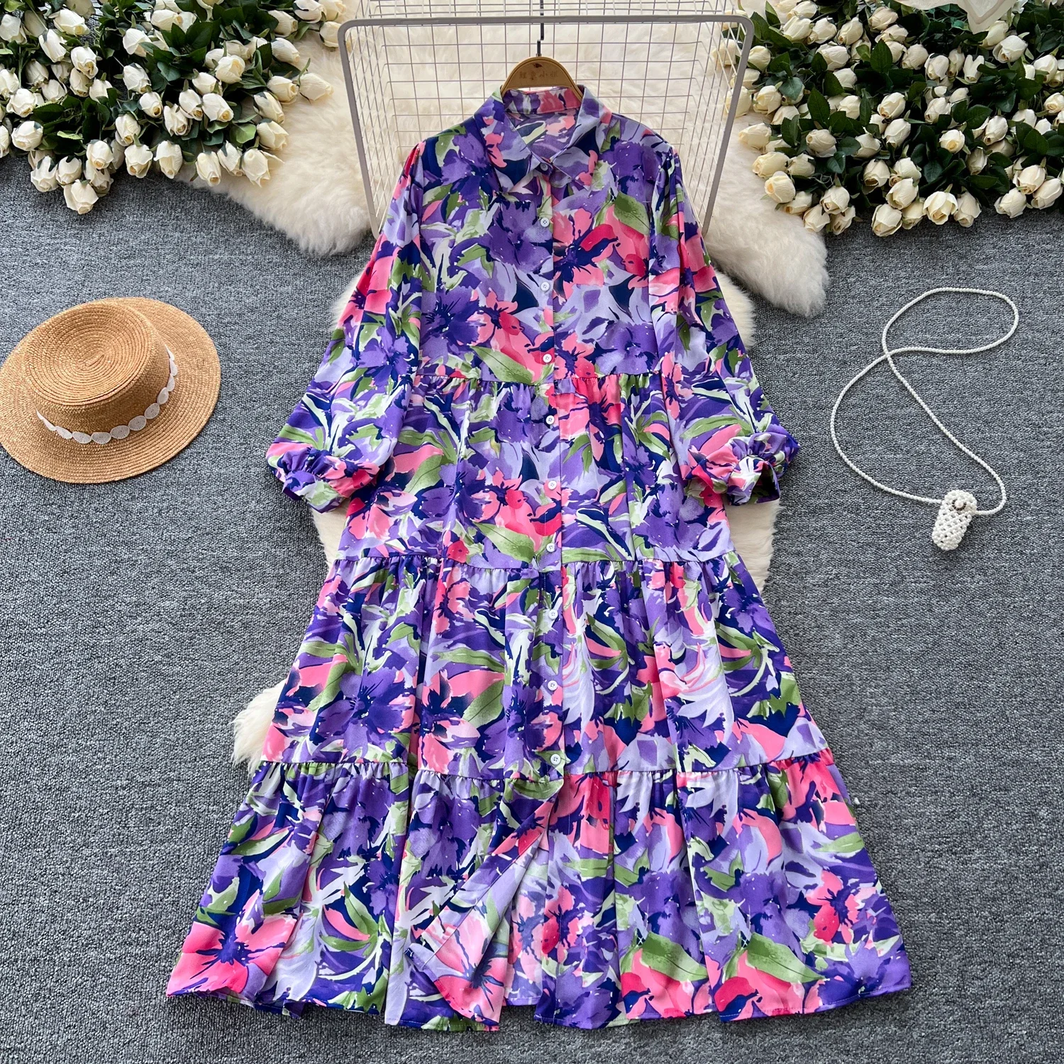 Женское винтажное облегающее платье Элегантное однобортное с отложным