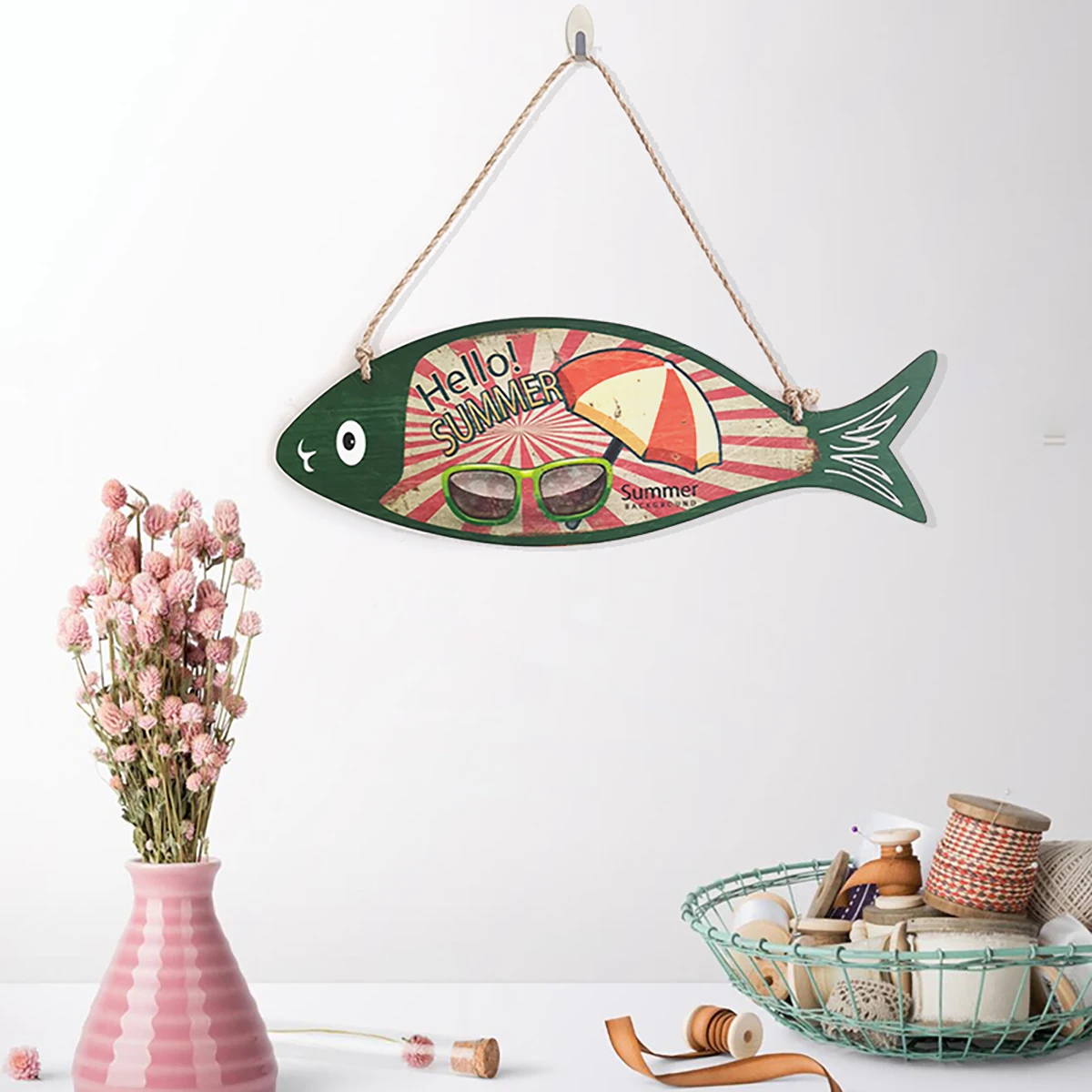 

Vintage Wooden Sign Surfboard Wooden Pendant Beach Style Hanging String Festival Bar Home Party Decor Hanging Plaque