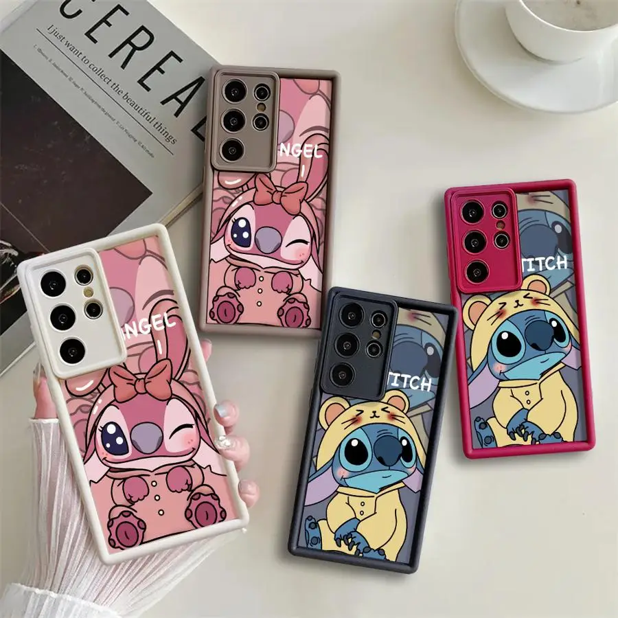 Чехол для телефона Samsung Galaxy S24 Ultra S23 FE S25 Plus S21 S20 S22 S23+ 5G Soft Cover Funda Capa Disney Cartoon Stitch Anqi