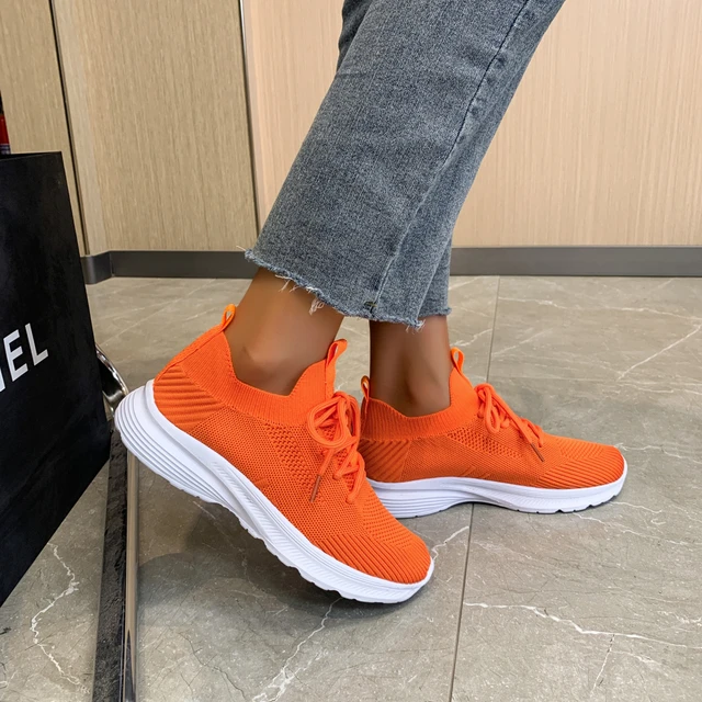 New Women Casual Shoes Fashion Fly Woven Mesh Breathable Sneakers Solid Color Lightweight Comfortable Loafers Sapatilhas Mulher 2