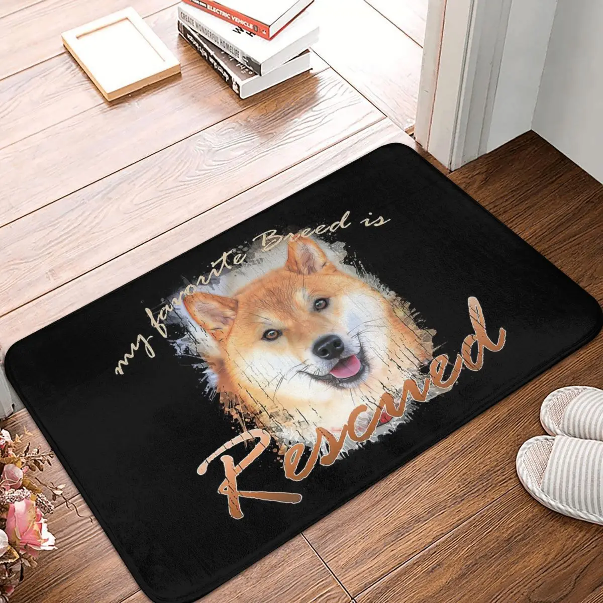 

My Favorite Breed Is Rescued Watercolor Doormat Rug carpet Mat Footpad Bath mat Non-slip toilet Balcony Parlor durable Washable