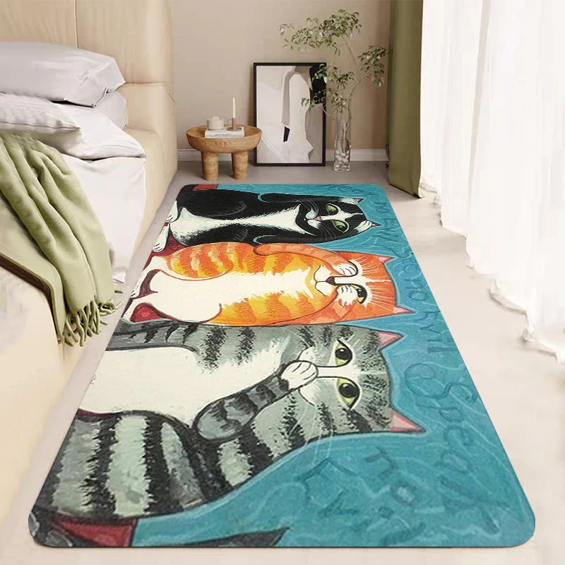 

Прикроватный коврик с забавным котом, нескользящий коврик для кухни