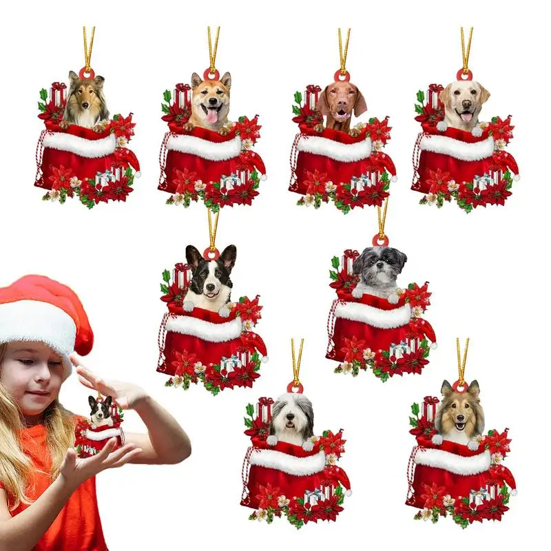 

Рождественские украшения для собак, дневное Рождественское украшение для автомобиля, украшение для рождественской елки, 2D акриловое домашнее украшение, предметы интерьера