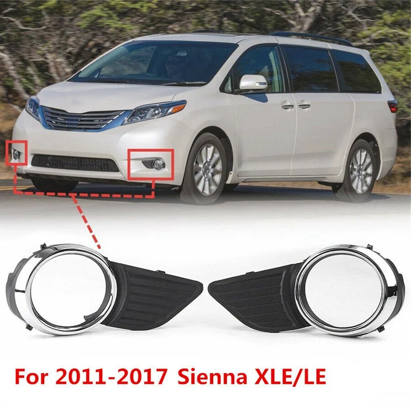 

Chrome Trim Fog Light Grill Bumper Bezel Cover for Toyota Sienna Base/XLE/LE 20111-2017