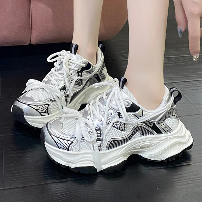 Женские Сетчатые Вязаные Кроссовки На Платформе Теннисные Туфли Дышащие