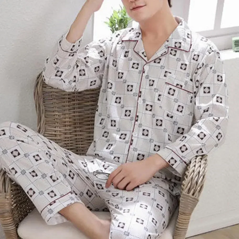 

Loungewear Sleeve 2023 Long With Pajama Pants Comfortable For Relaxing Set And Print Top - Evening Capri Men's