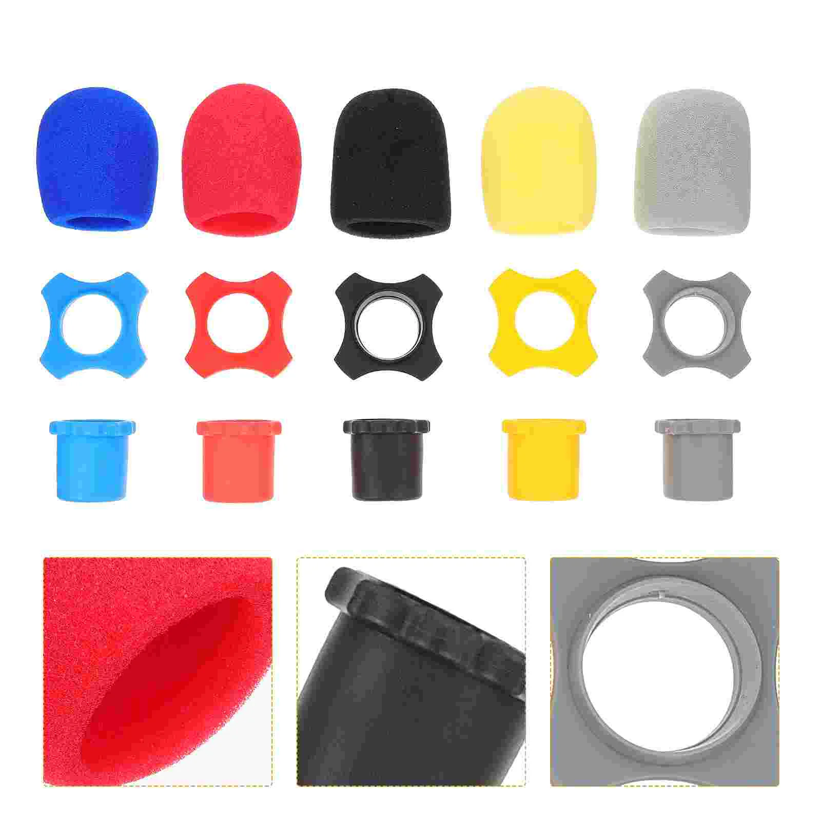 

5 sets of Mic Protectors Professional Protectors Microphone Anti-rolling Rings