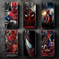 venom deadpool spiderman for iphone 13 12 11 pro max mini x xr xs max 5 5s 6 6s 7 8 plus phone case black funda soft