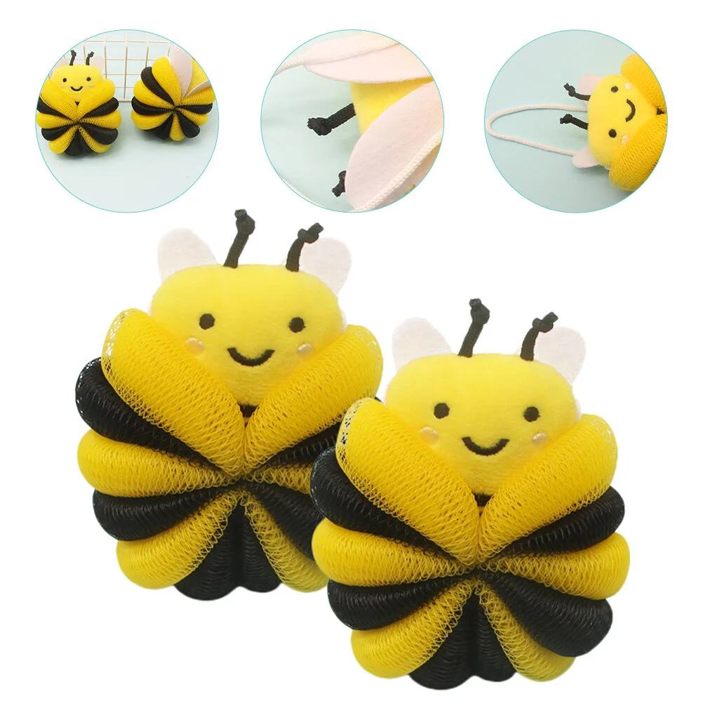 

2 Pcs Shower Supplies Bathroom Loofah Newborn Tub Pouf Cartoon Body Exfoliating Ball Skin Cleaning Scrubber Pe Toddler Baby