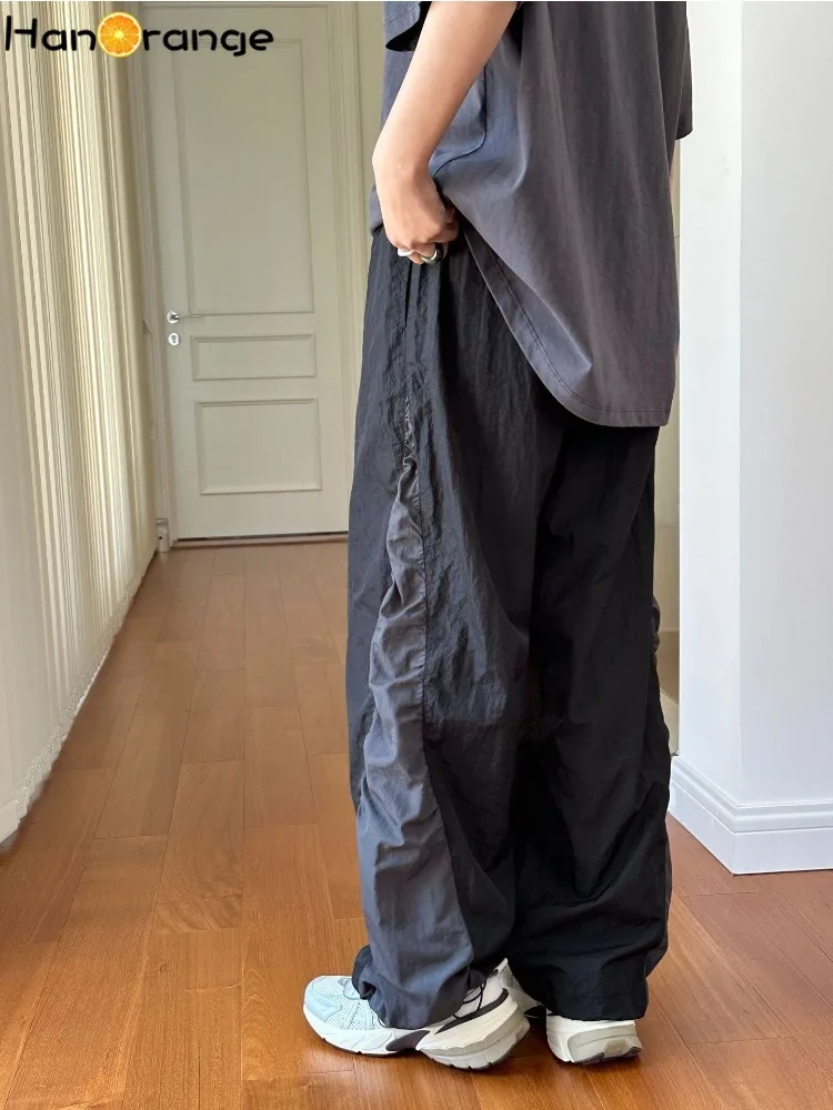 HanOrange 2024 летние уличные лоскутные плиссированные повседневные брюки женские