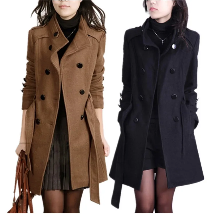

Woolen coat for women in autumn and winter, woolen coat for women, slim fitting medium length windbreaker coat