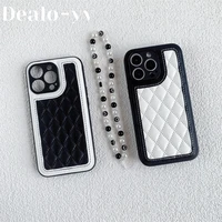 soft leather lens protective case for iphone13 pro 12 11pro max light luxury woman phone case with lanyard for iphone 12 promax