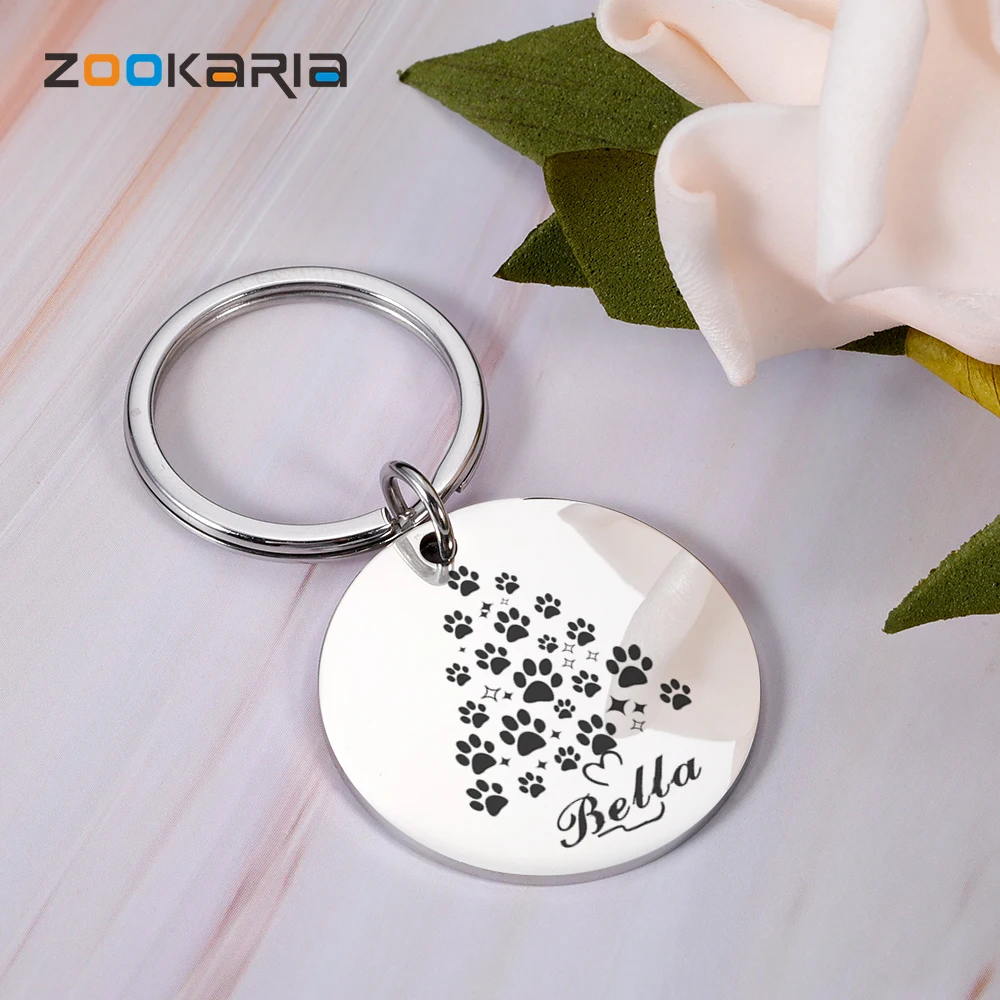 

Personalized Pet Name Mirror Plate Free Engraved Round Pendant Accessories Custom Pet Ornaments Collar Decoration Christmas Gift